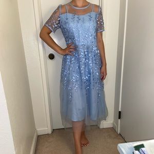 Blue lace design dress